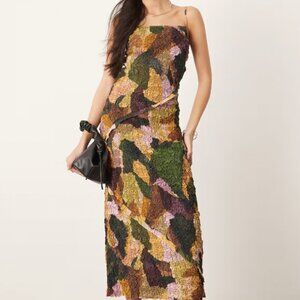 NWT ASOS EDITION textured cami midi dress in contrast print